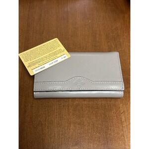 Patricia Nash Emlyn Leather Frame Wallet Stone Gray New